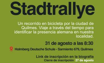 Stadtrallye: Un recorrido en bicicleta por la ciudad de Quilmes. Viaje a través del tiempo para identificar la presencia alemana en la localidad.