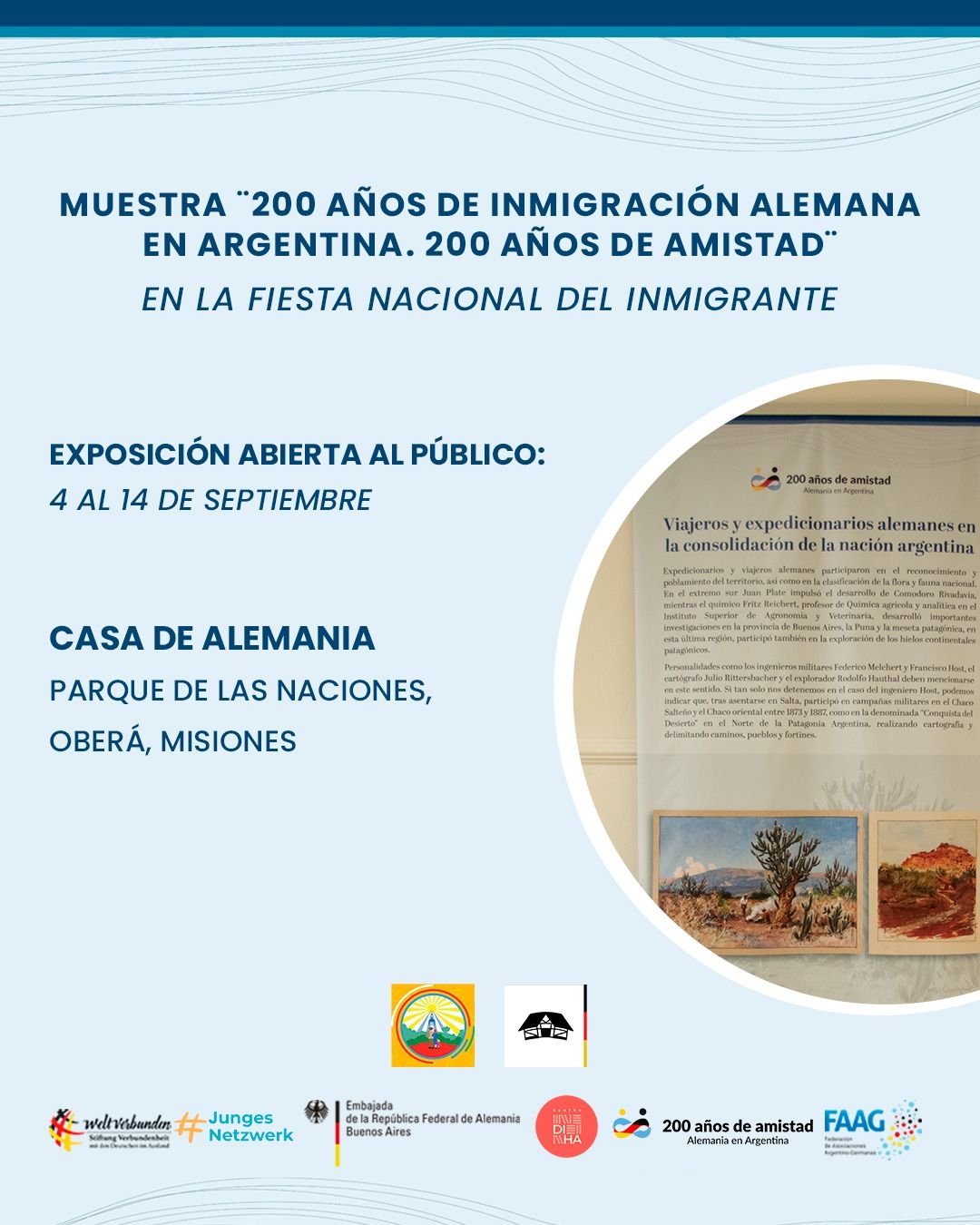 Muestra 200 años de inmigración alemana en Argentina. 200 años de amistad - en la Fiesta Nacional del Inmigrante.